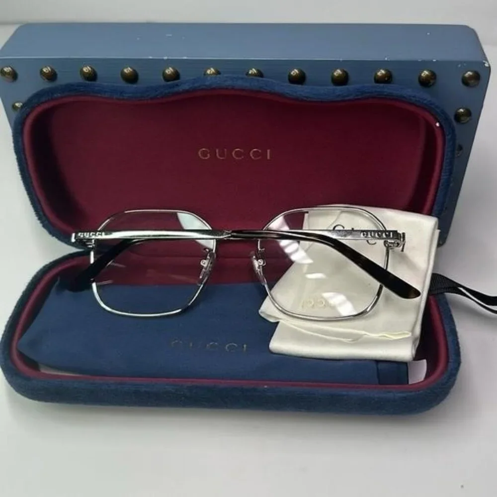 Gucci GG0946OA Square Metal Eyeglasses – Full Rim Frame for Men